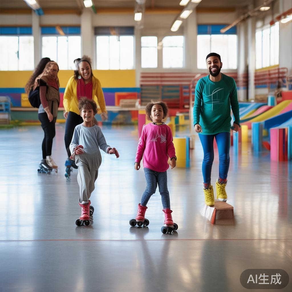 家庭是运动推广的重要基础。非凡体育轮滑快乐运动空间